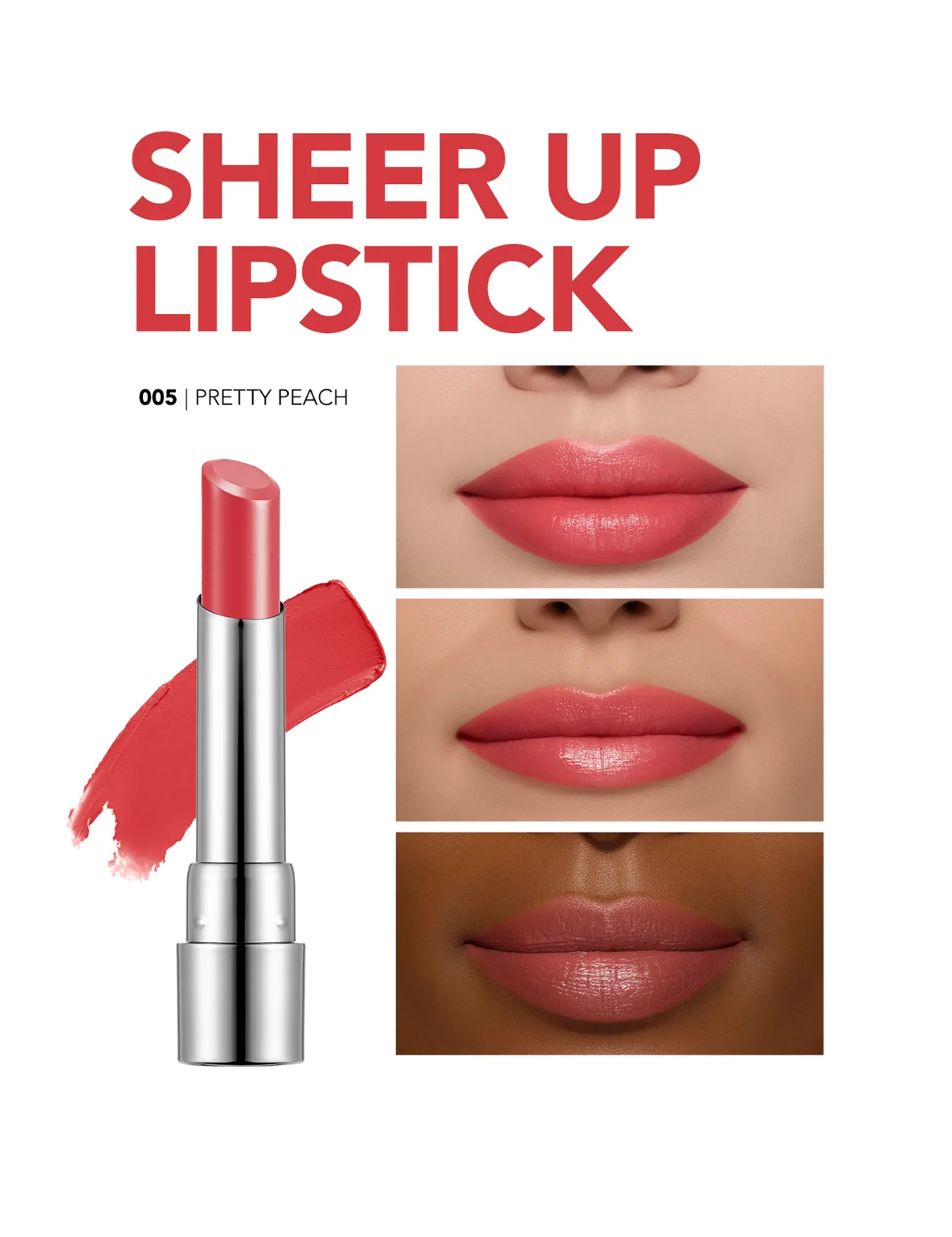 Flormar Sheer Up Lipstick 005 Pretty Peach 4