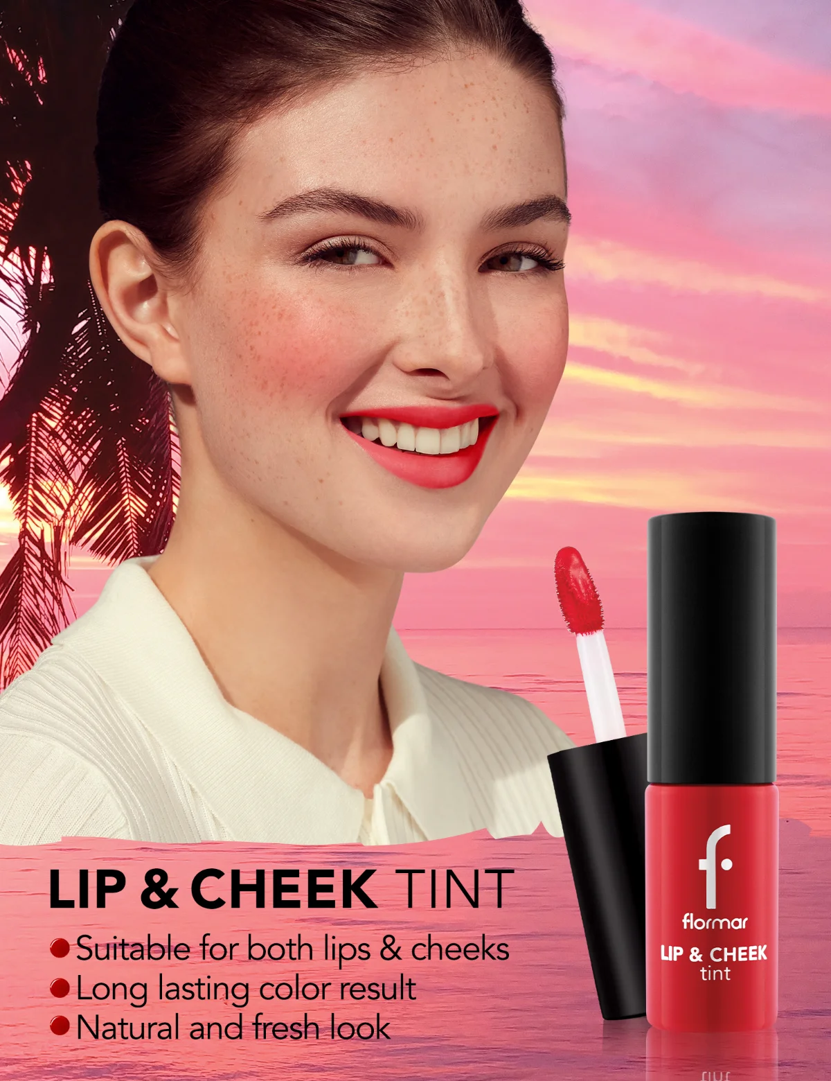 Flormar Lip & Cheek Tint 001 Scarlet Ruby 5