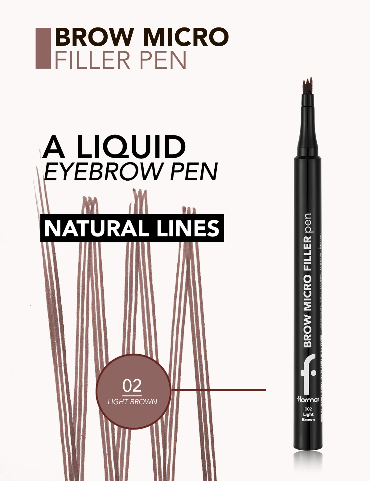 Flormar Precision עפרון גבות 002 חום בהיר 3