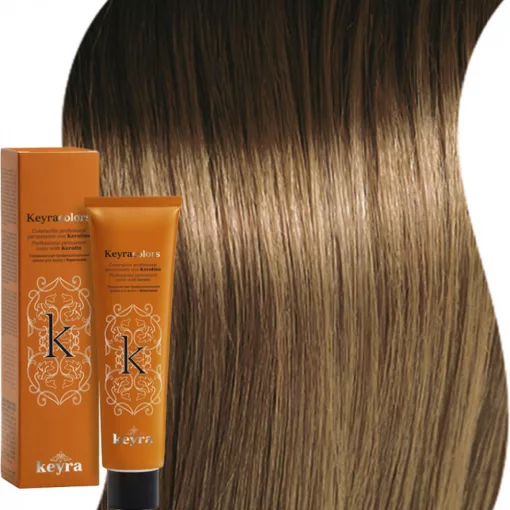 Kera קרטין צבע שיער, בלונד כהה 7+ - Keracolors צבע שיער קבוע 100 מ"ל