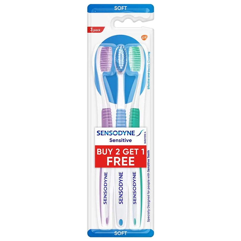 מברשת שיניים רכה Sensodyne לשיניים רגישות 3 חלקים - מספר צבעים
